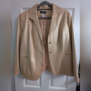 Jones New York Women's Gold Leather Blazer Jacket